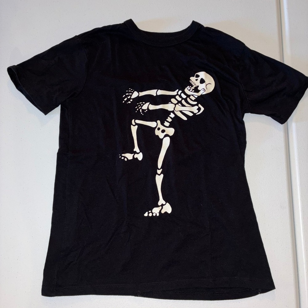 The Childrens Place Boys Skeleton Graphic Tee Black Short Sleeve Shirt L 10/12